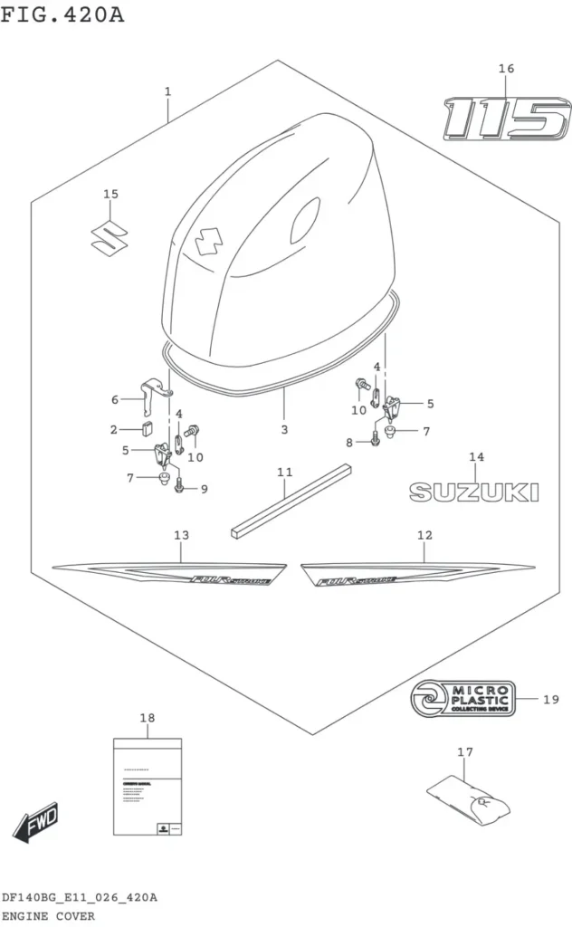 DF115BG,BZG,140BG,BZG-640001~ ENGINE COVER (DF115BG DF115BZG)(SEE NOTE 1)