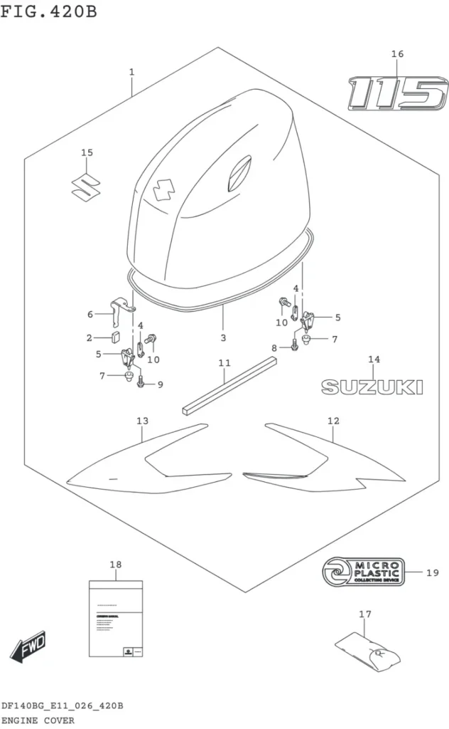 DF115BG,BZG,140BG,BZG-640001~ ENGINE COVER (DF115BG:E11)(SEE NOTE 1)