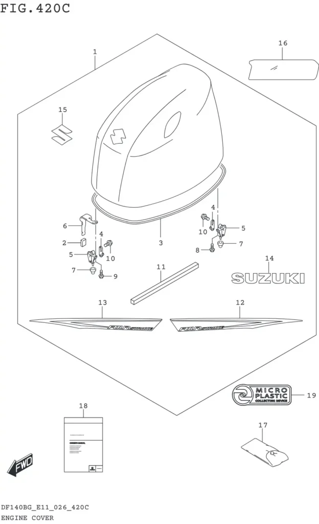 DF115BG,BZG,140BG,BZG-640001~ ENGINE COVER (DF140BG DF140BZG)(SEE NOTE 1)