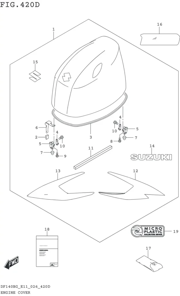 DF115BG,BZG,140BG,BZG-640001~ ENGINE COVER (DF140BG:E11)(SEE NOTE 1)