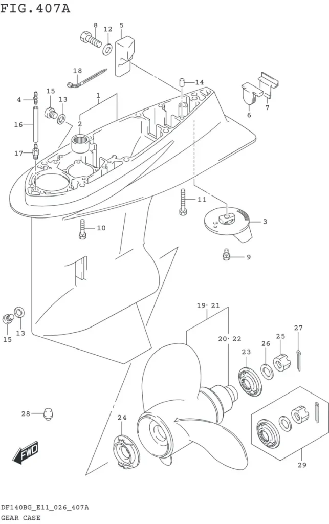 DF115BG,BZG,140BG,BZG-640001~ GEAR CASE ((DF115BG DF140BG):E11)