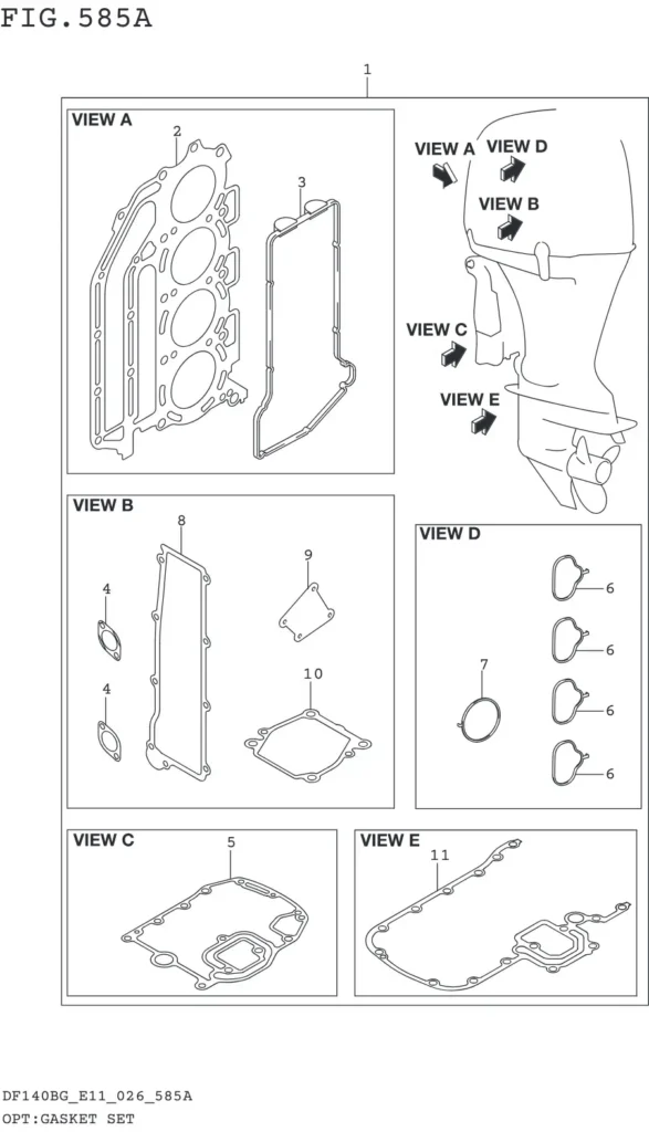 DF115BG,BZG,140BG,BZG-640001~ OPT:GASKET SET