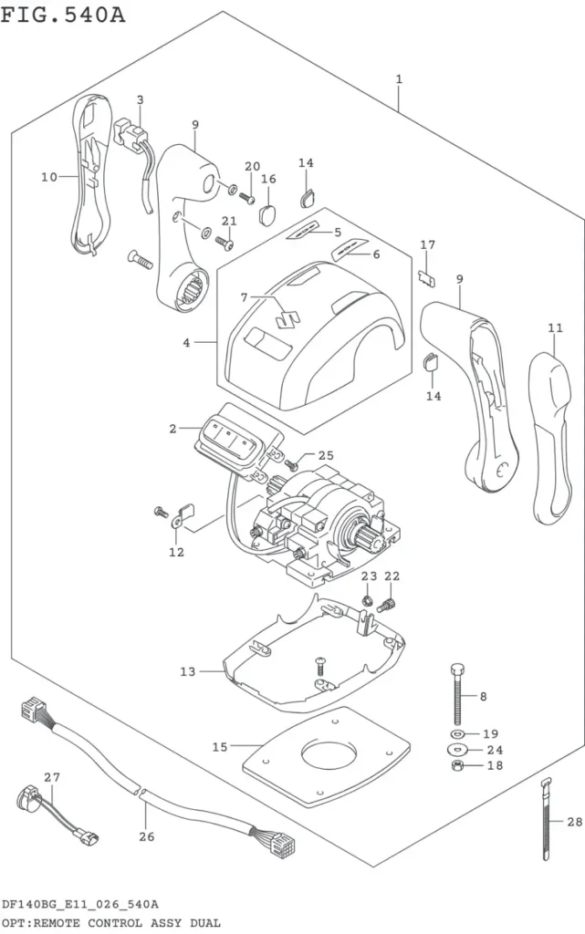 DF115BG,BZG,140BG,BZG-640001~ OPT:REMOTE CONTROL ASSY DUAL
