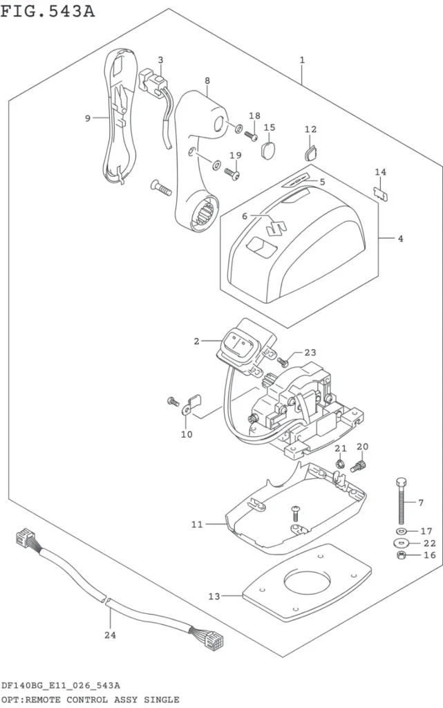 DF115BG,BZG,140BG,BZG-640001~ OPT:REMOTE CONTROL ASSY SINGLE