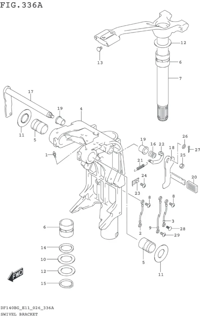 DF115BG,BZG,140BG,BZG-640001~ SWIVEL BRACKET (DF115BG DF115BZG)
