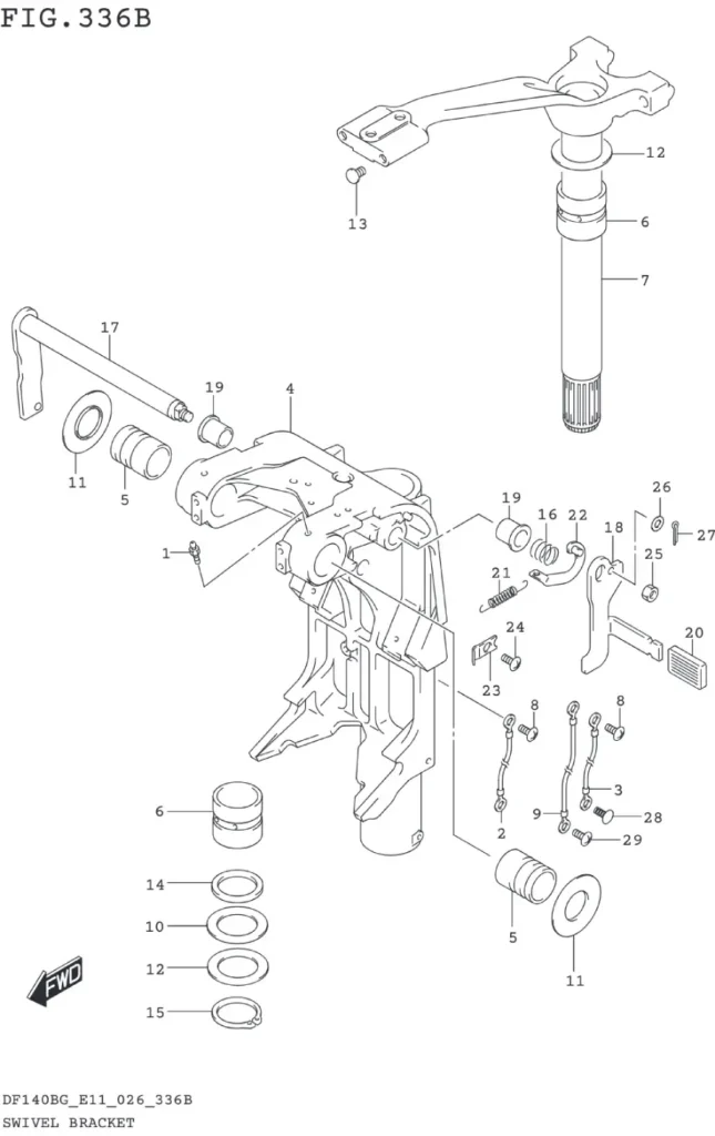DF115BG,BZG,140BG,BZG-640001~ SWIVEL BRACKET (DF140BG DF140BZG)
