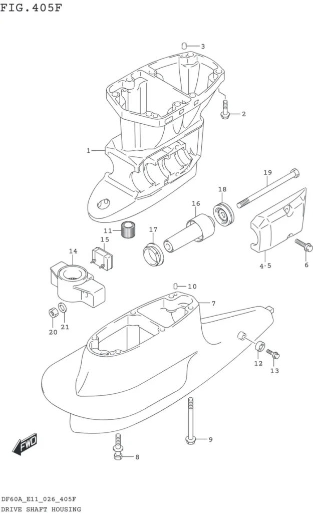 DF40AT,AQH,ATH,AST,50AT,ATH,AVT,60AT,AQH,ATH,AVT-640001~ DRIVE SHAFT HOUSING (DF60AVT)