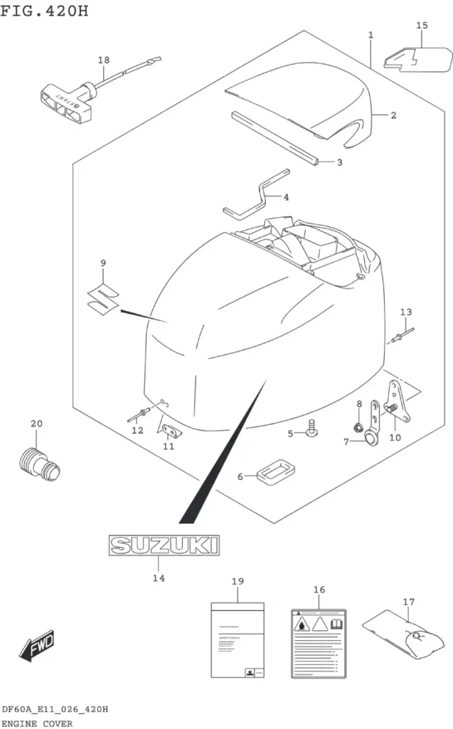 DF40AT,AQH,ATH,AST,50AT,ATH,AVT,60AT,AQH,ATH,AVT-640001~ ENGINE COVER (DF40AST)(SEE NOTE 1)