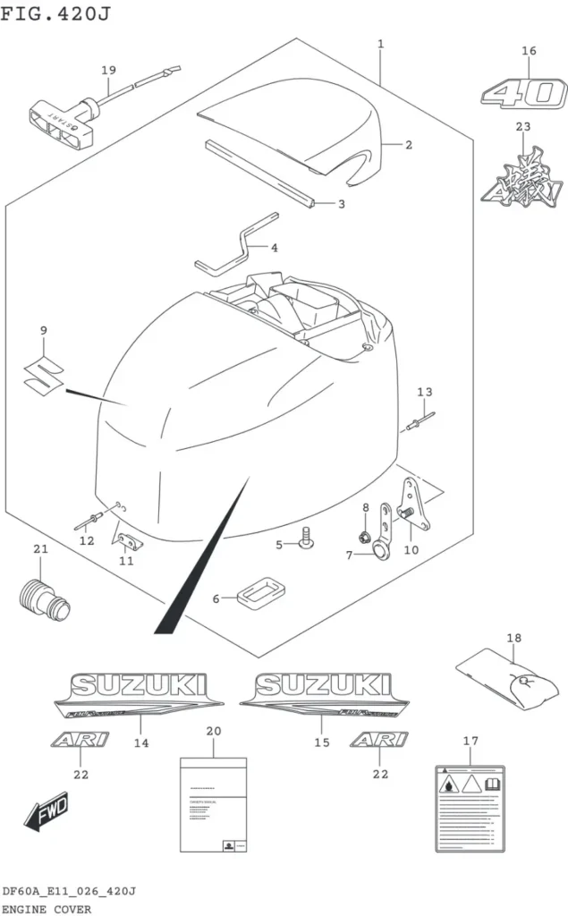 DF40AT,AQH,ATH,AST,50AT,ATH,AVT,60AT,AQH,ATH,AVT-640001~ ENGINE COVER (DF40ASVT)(SEE NOTE 1)