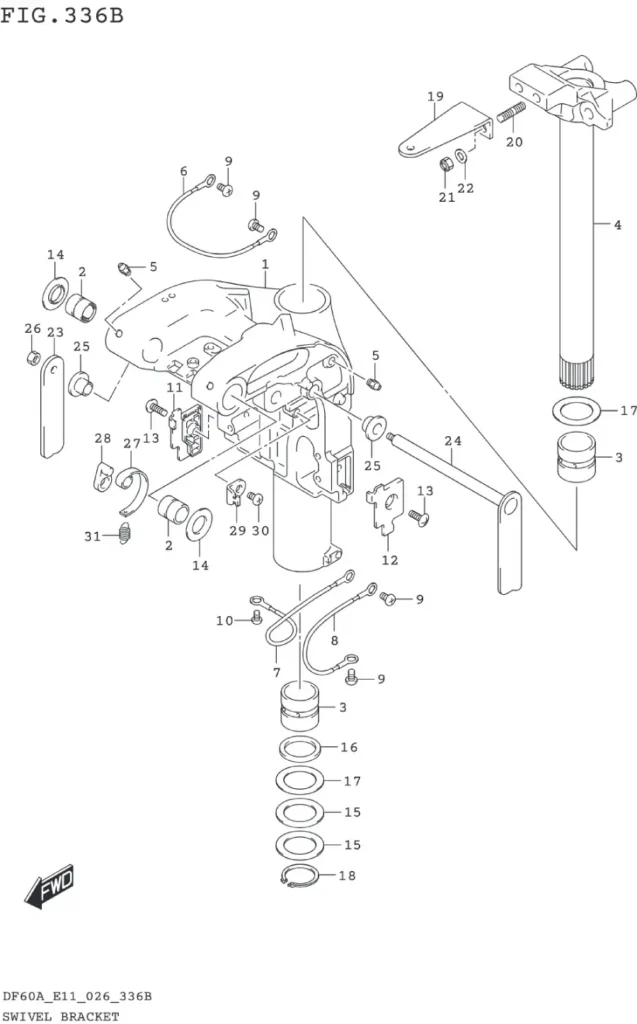 DF40AT,AQH,ATH,AST,50AT,ATH,AVT,60AT,AQH,ATH,AVT-640001~ SWIVEL BRACKET (DF60A)