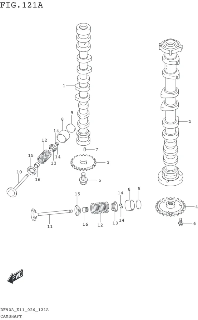 DF70AT,ATH,75AT,80AT,90AT,ATH,AWQH,100BT-640001~ CAMSHAFT (DF70A)