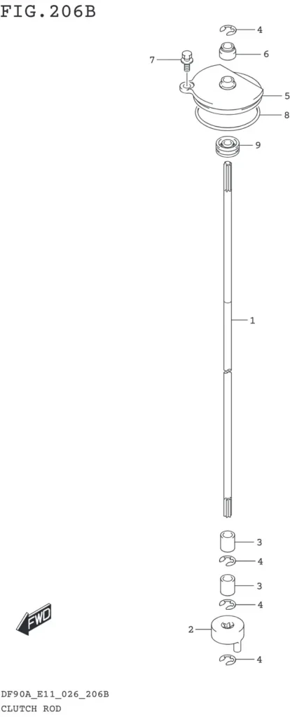 DF70AT,ATH,75AT,80AT,90AT,ATH,AWQH,100BT-640001~ CLUTCH ROD (X-TRANSOM)