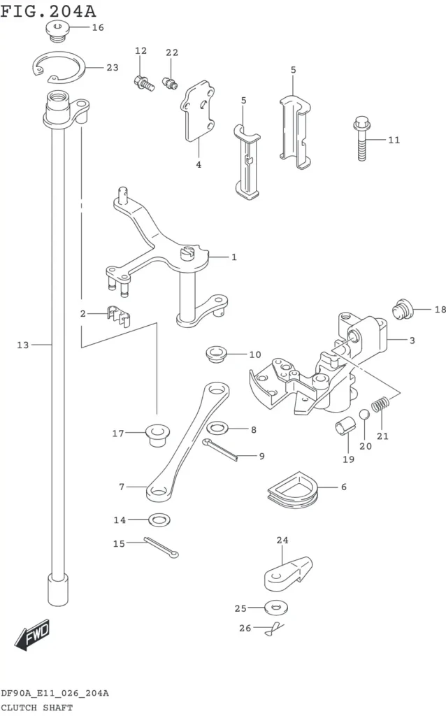DF70AT,ATH,75AT,80AT,90AT,ATH,AWQH,100BT-640001~ CLUTCH SHAFT