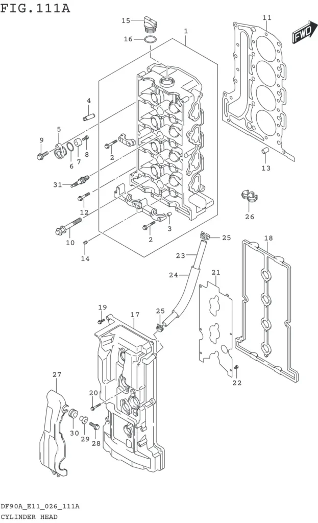 DF70AT,ATH,75AT,80AT,90AT,ATH,AWQH,100BT-640001~ CYLINDER HEAD