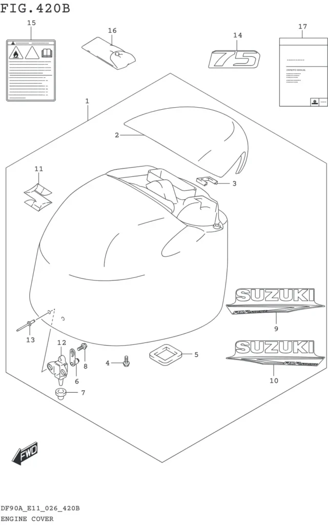 DF70AT,ATH,75AT,80AT,90AT,ATH,AWQH,100BT-640001~ ENGINE COVER (DF75A)