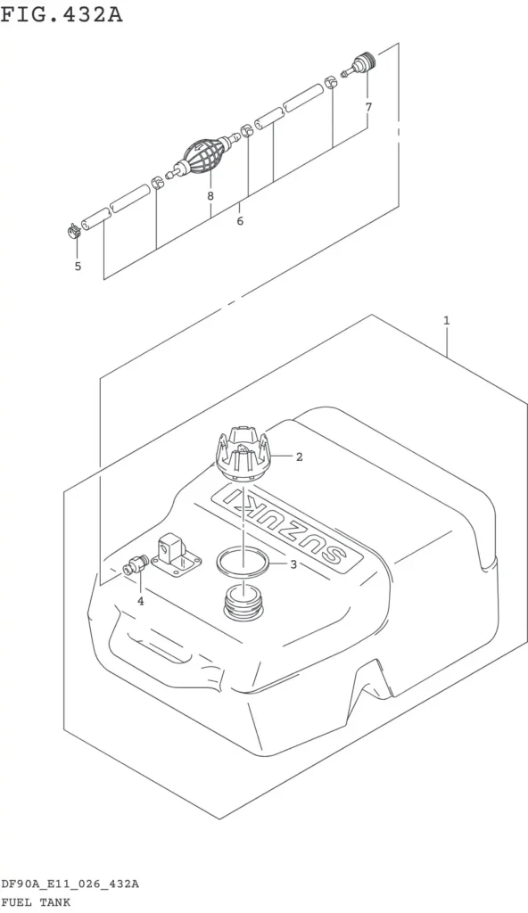 DF70AT,ATH,75AT,80AT,90AT,ATH,AWQH,100BT-640001~ FUEL TANK (DF70A DF80A DF90A DF90AWQH DF100B)