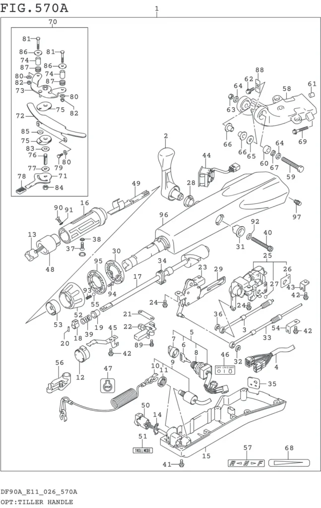 DF70AT,ATH,75AT,80AT,90AT,ATH,AWQH,100BT-640001~ OPT:TILLER HANDLE (SEE NOTE 1)