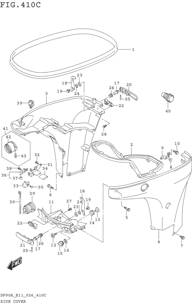 DF70AT,ATH,75AT,80AT,90AT,ATH,AWQH,100BT-640001~ SIDE COVER (DF70A DF90A)(SEE NOTE 1)