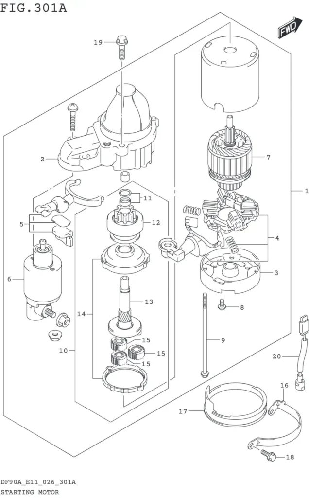 DF70AT,ATH,75AT,80AT,90AT,ATH,AWQH,100BT-640001~ STARTING MOTOR
