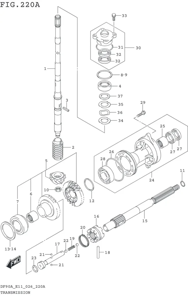 DF70AT,ATH,75AT,80AT,90AT,ATH,AWQH,100BT-640001~ TRANSMISSION (L-TRANSOM)