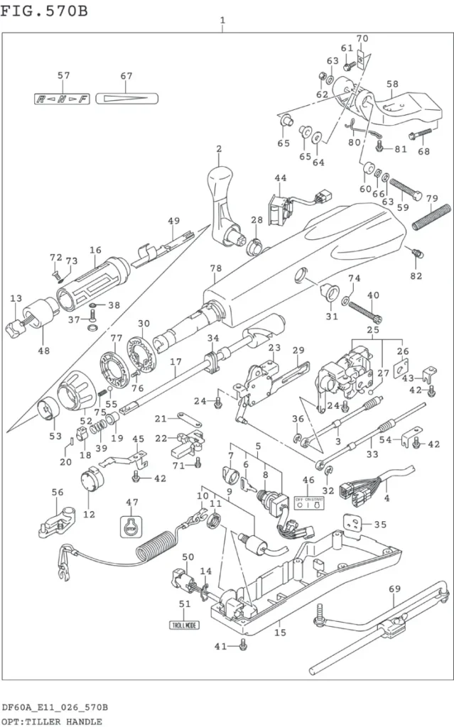 DF40AT,AQH,ATH,AST,50AT,ATH,AVT,60AT,AQH,ATH,AVT-640001~ OPT:TILLER HANDLE (SEE NOTE 1)